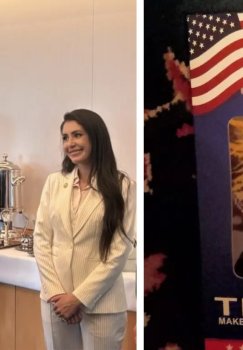 Rossiyalik deputatlarga Tramp rasmi bosilgan paypoq sovg'a qilindi