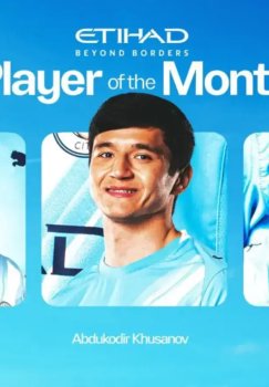 Manchester City muxlislari Husanovni mart oyining eng yaxshisi deb topdi