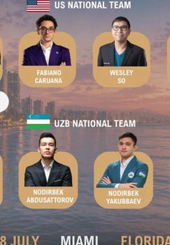 Mayamida AQSh va O'zbekiston shaxmatchilari o'zaro kuch sinashadi