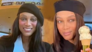 Tyra Banks sells hot ice cream in the USA
