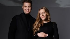 The Gerber family in a photo with their newborn daughter