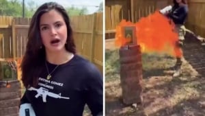 Valentina Gomes Qur’onni olovpurkagich bilan yoqdi