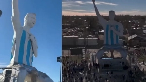 A 26-meter statue of Lionel Messi was unveiled in Argentina