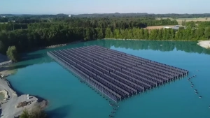 A floating solar power plant started operating in Germany