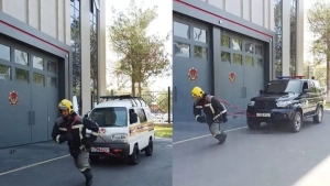 Emergency responders demonstrated physical strength