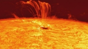 A massive explosion spanning one million kilometers was observed on the Sun