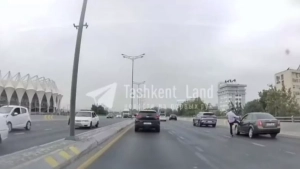 The pedestrian bridge was damaged by a car running over it