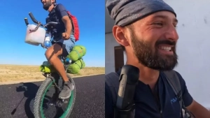 A traveler from Tajikistan is undergoing a road test in Uzbekistan