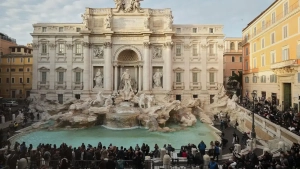 Entrance to the Trevi Fountain is now paid