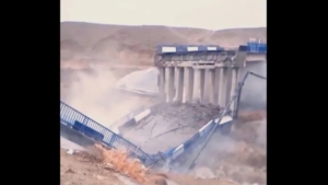 An old bridge collapsed in Turkistan
