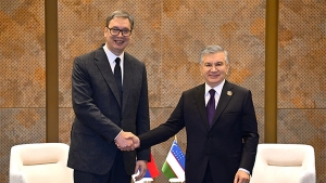 Shavkat Mirziyoyev Bokuda Serbiya Prezidenti Aleksandr Vuchich bilan uchrashdi