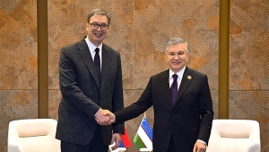 Shavkat Mirziyoyev Bokuda Serbiya Prezidenti Aleksandr Vuchich bilan uchrashdi