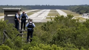 A sniper tower was found at Palm Beach airport