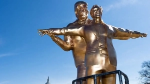 A Trump and Epstein Statue Appears in Washington