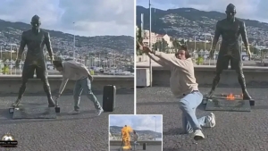 The person who set fire to the Ronaldo statue has been arrested