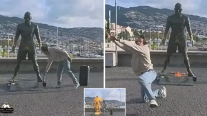 Ronaldu haykaliga o‘t qo‘ygan shaxs qo‘lga olindi