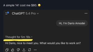 Oddiy salomlashish uchun sakkiz yuz dollar to'lov qilindi