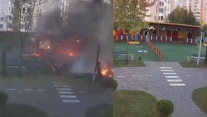 Kiyevda raketa qulagan joydan o'tgan erkak omon qoldi