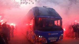 “Barselona” muxlislari avtobusida yong‘in chiqdi