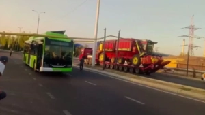 A truck broke the gas pipeline in Sergeli