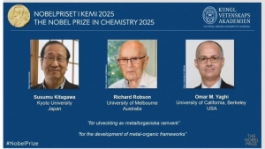 Kimyo bo‘yicha Nobel mukofoti MOF kashfiyotiga berildi