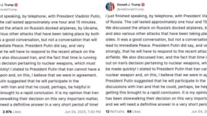 Trump reposted his post about the conversation with Putin