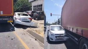 Zangiota tumanida yuk mashinasi uxlab qolib avariya sodir etdi
