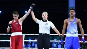 <img> Uzbekistan boxers compete at the Asian Championship in Ulaanbaatar </img>