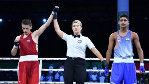 <img> Uzbekistan boxers compete at the Asian Championship in Ulaanbaatar </img>