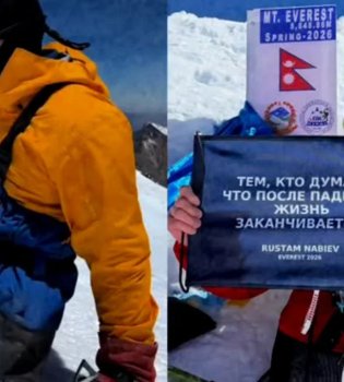 Rustam Nabiyev faqat qo'llari yordamida Everest cho'qqisini zabt etdi