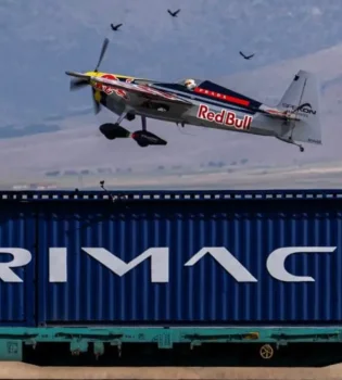 The plane landed on the roof of a moving train