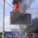 Electronic advertising billboard lit up in Tashkent