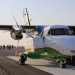 The first plane landed at the new airport in Arnasoy