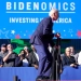 Tramp mocked Biden on stage with laughter