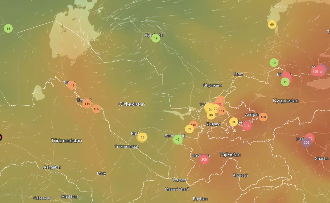 Каково качество воздуха в Узбекистане сегодня?