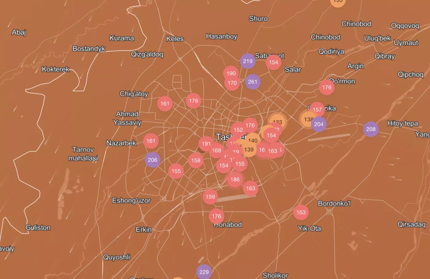 When will the air quality in Tashkent improve?