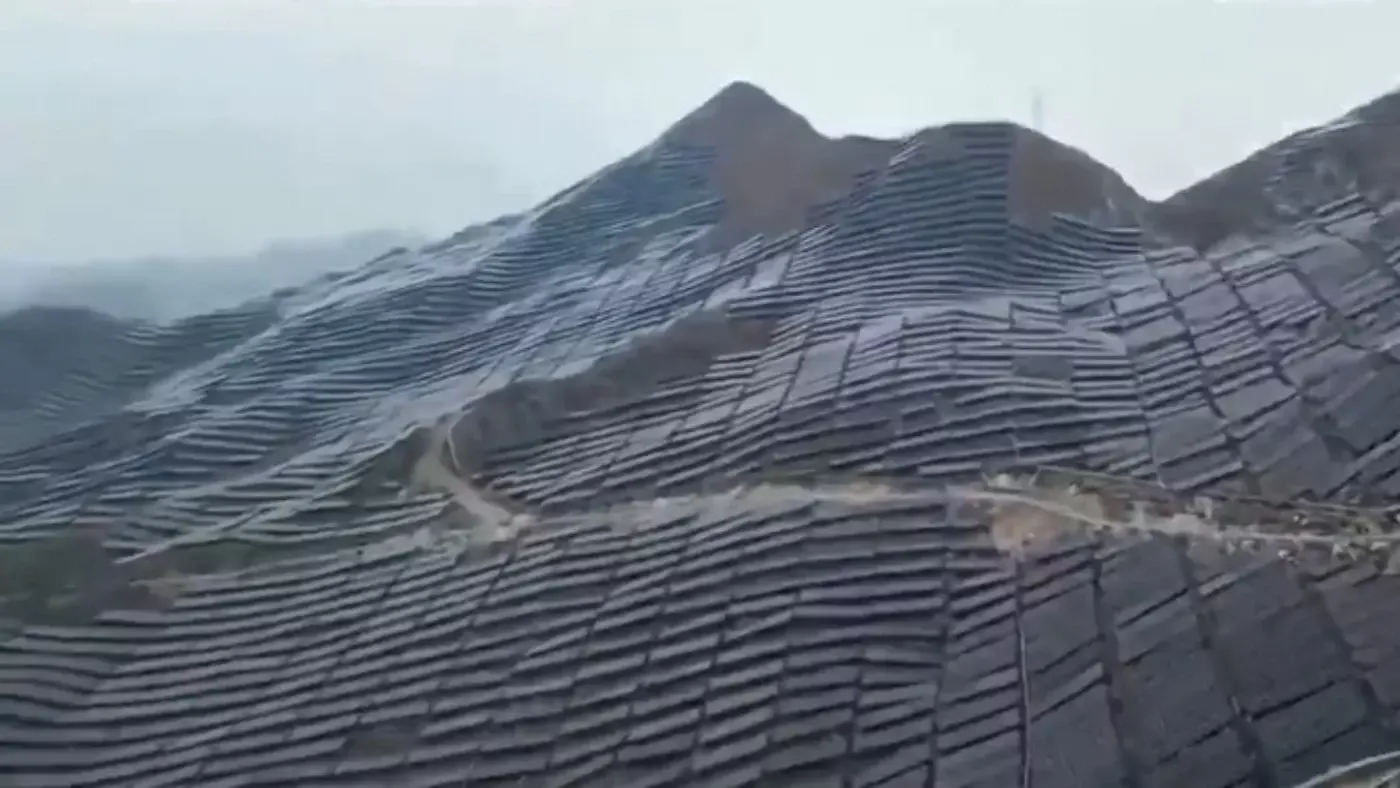 The mountain range in Guichjou has become a giant solar power station