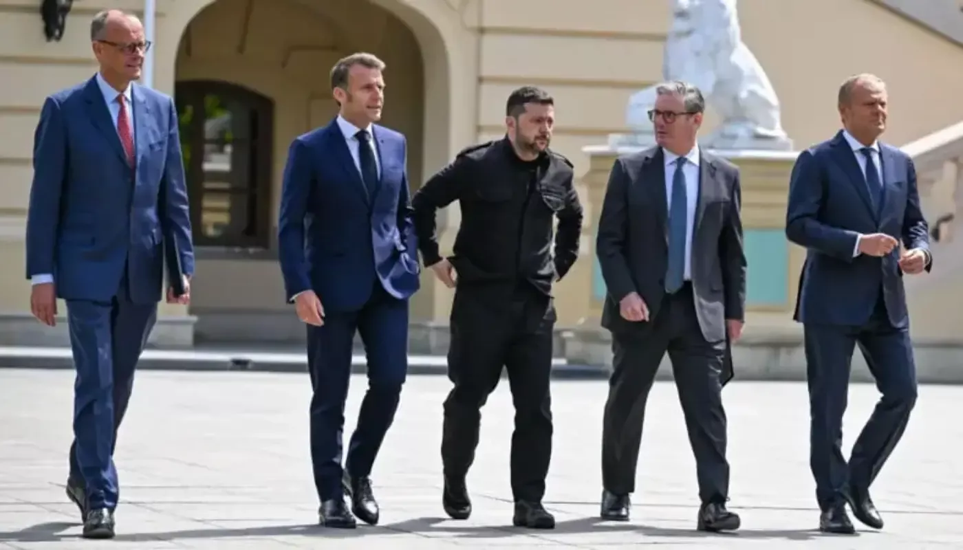 How did Macron, Mers, Tusk, and Trump react?