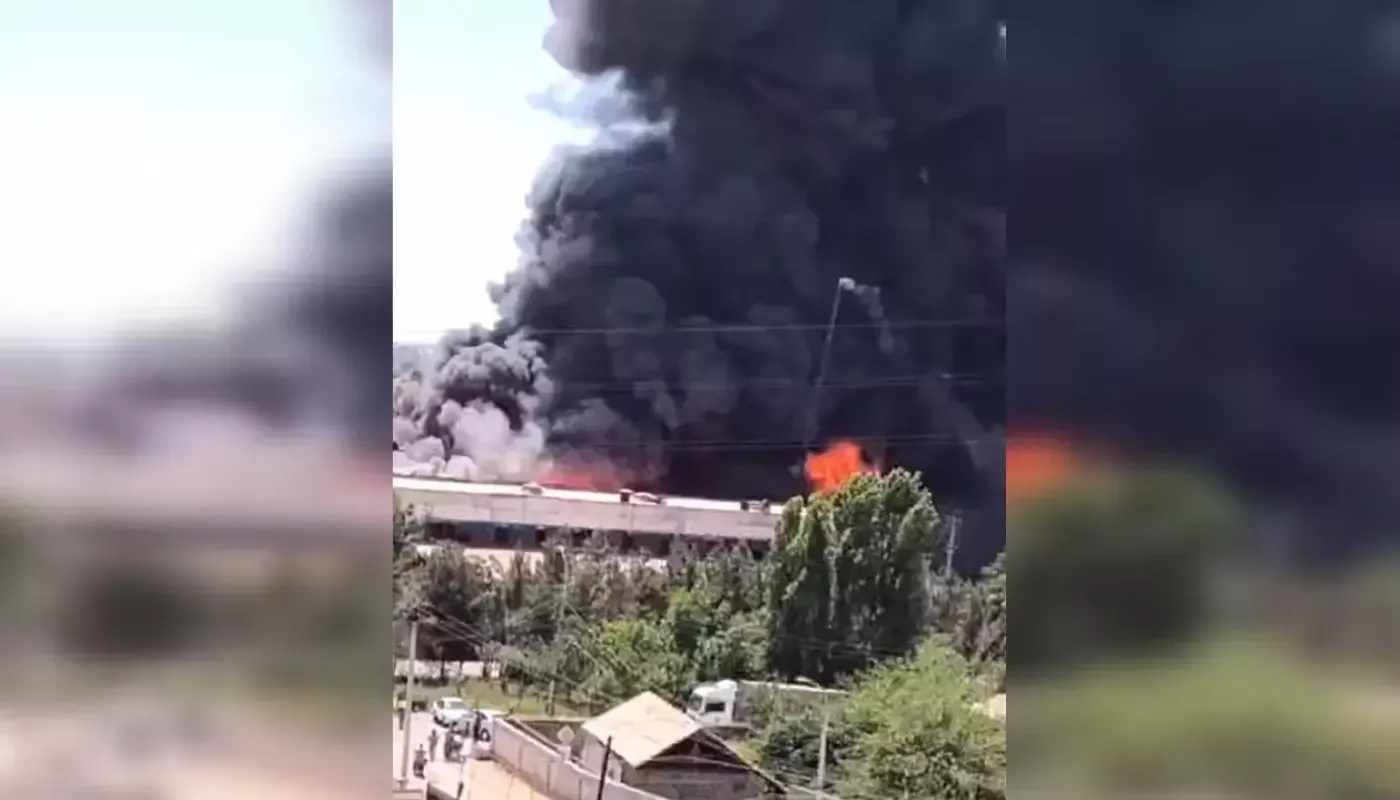 В Ташкенте, в районе Сергели, произошел крупный пожар (видео)