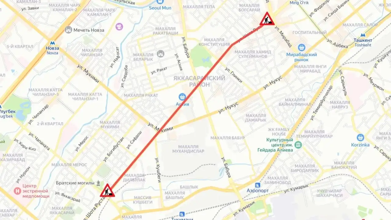 Toshkentda Shota Rustaveli ko‘chasida yo‘l harakati cheklandi