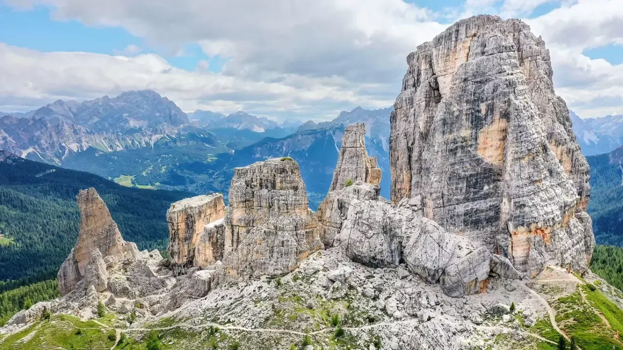 Rocks frequently falling in the Dolomite Mountains