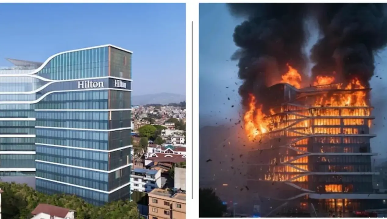 Hilton Hotel in Kathmandu set on fire by insurgents