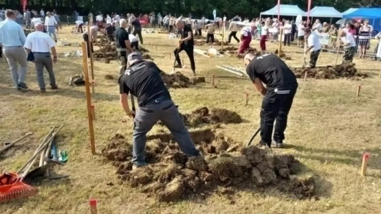 Grave digging championship held in Hungary