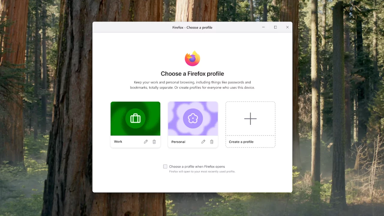 Функция создания нескольких профилей в браузере Firefox