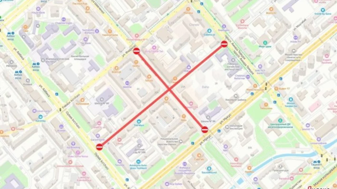 Taras Shevchenko Street in Tashkent will be closed for four days