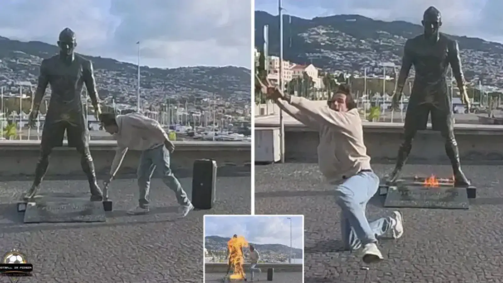 Person who set fire to Ronaldo statue arrested
