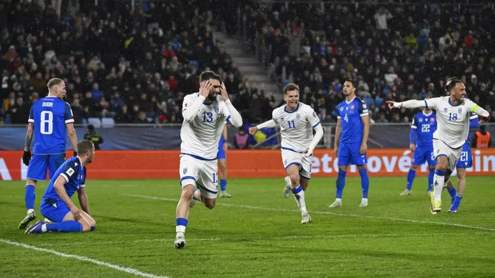 Slovakiya va Kosovo o'rtasidagi dramatik pley-off bahsi yakunlandi