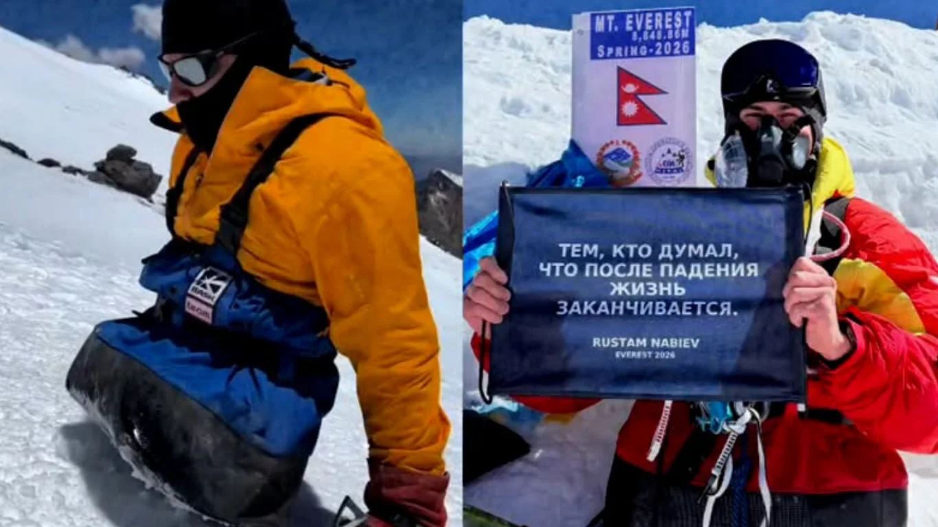 Rustam Nabiyev faqat qo'llari yordamida Everest cho'qqisini zabt etdi