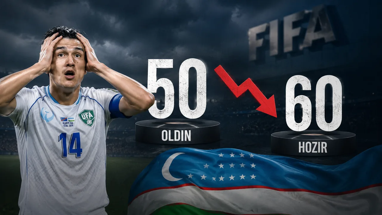 O'zbekiston terma jamoasi FIFA reytingida 60-pog'onaga tushib qoldi