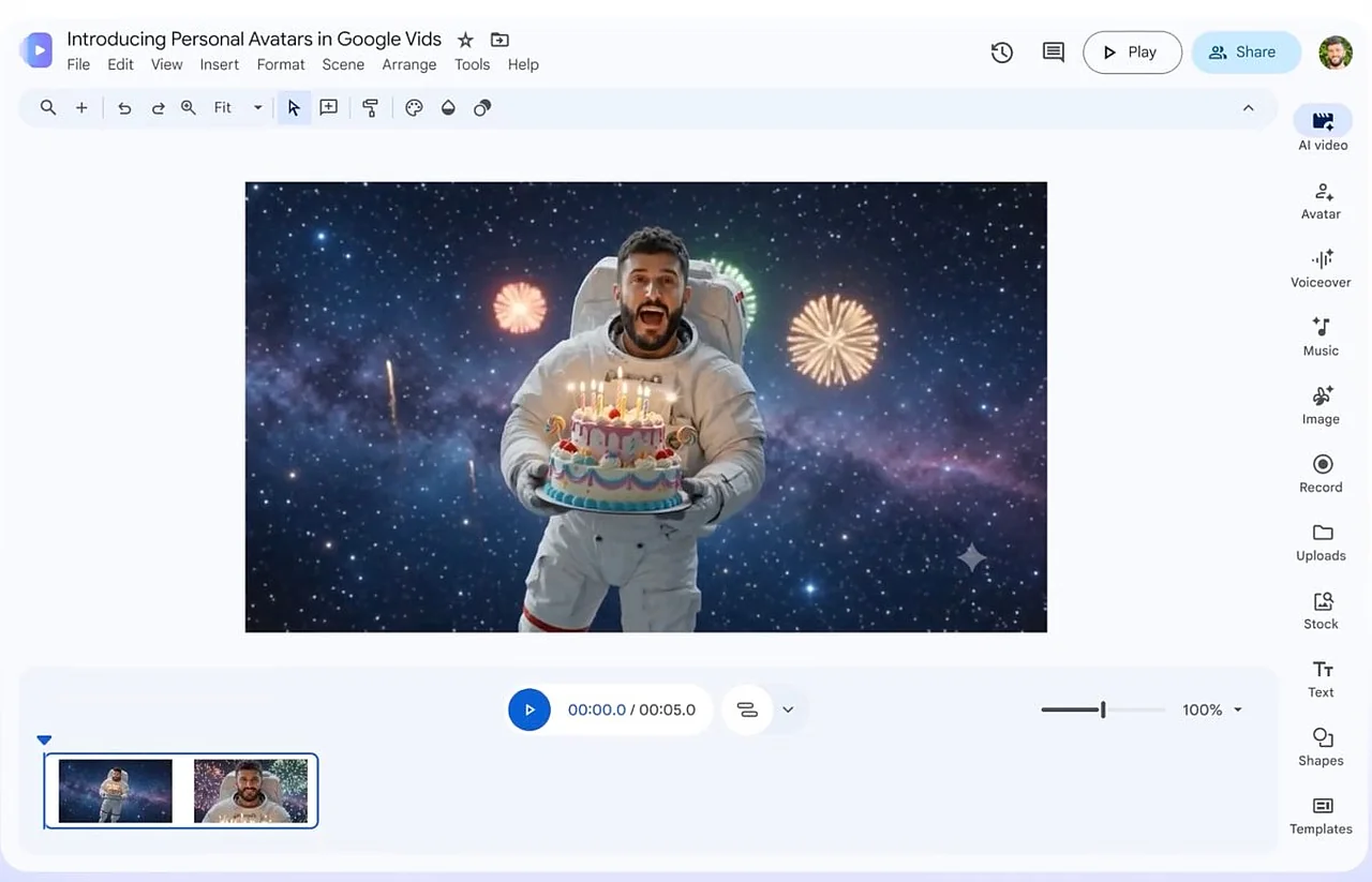 Google Vids foydalanuvchilarga shaxsiy raqamli qiyofalar yaratish imkonini beradi